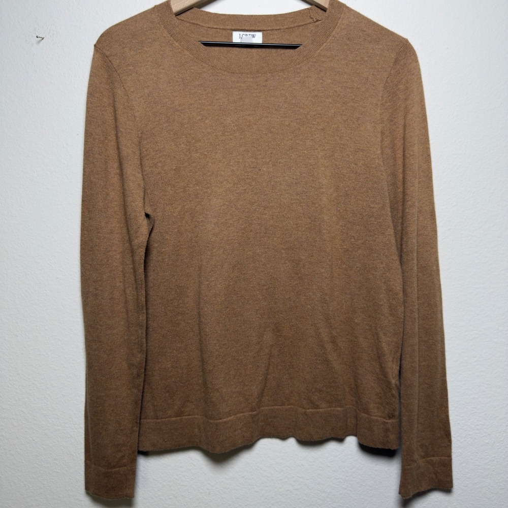 J. Crew Women 100% Cotton Teddie Sweater Medium Brown Academia Preppy